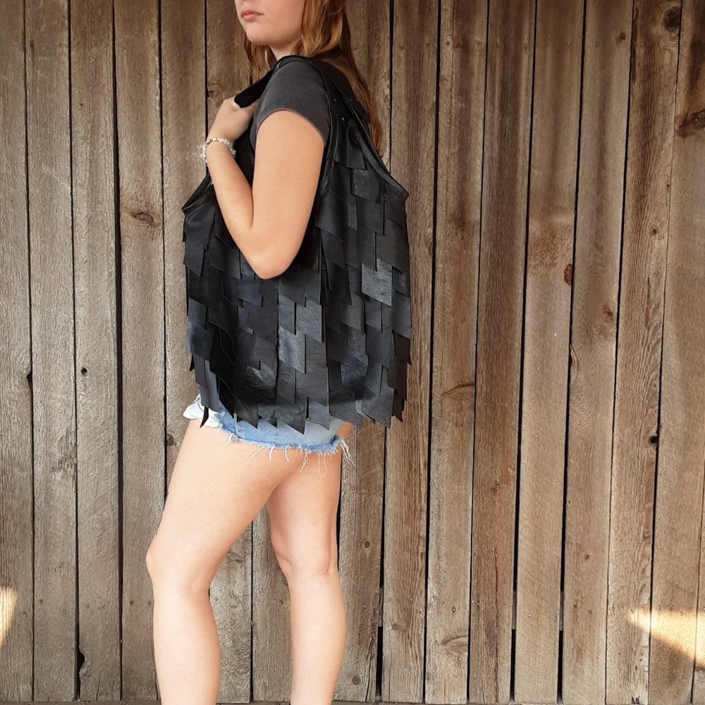 Handmade  Leather Boho handbag with Tassels
